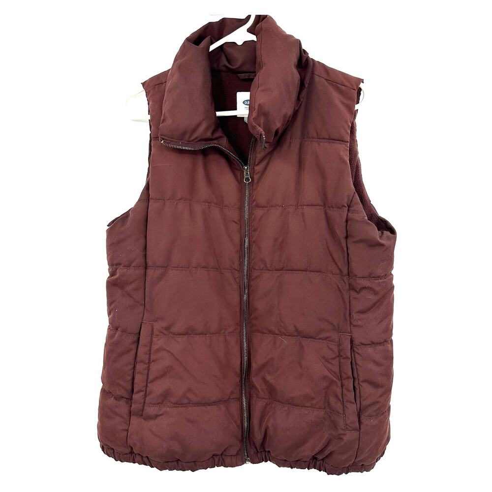 Old Navy Size Large Vest Puffer Full Zip Fleece Lined Pockets‎ Winter Snow